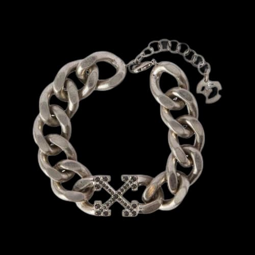 Off-White Crystal Arrow Chain Bracelet 'Silver/Black'