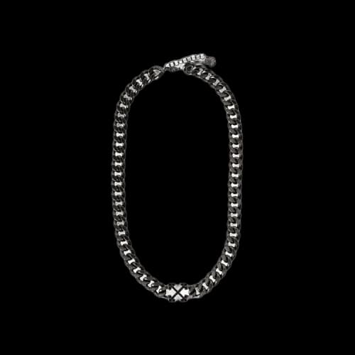Off-White Crystal Arrow Chain Necklace 'Silver/Black'