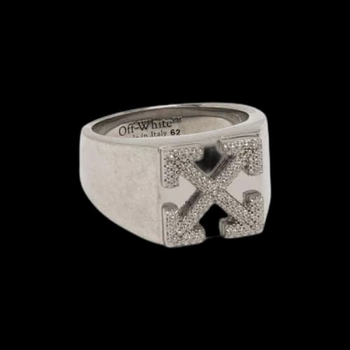 Off-White Industrial Texture Arrow Ring 'Metal'