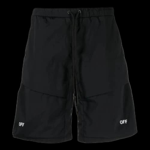 Off-White SS22 Solid Color Drawstring Straight Shorts Black
