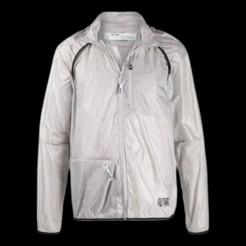Off-White Thin and light hooded Zipper Jacket Loose Fit light grey