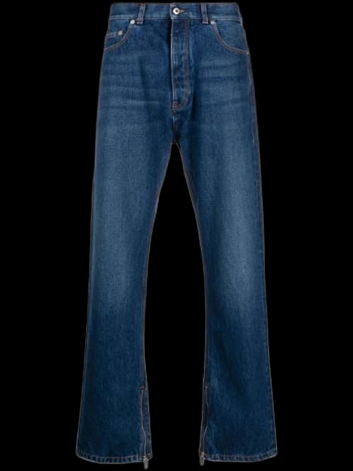 OFF-WHITE High-Waist Straight-Leg Jeans Indigo Blue