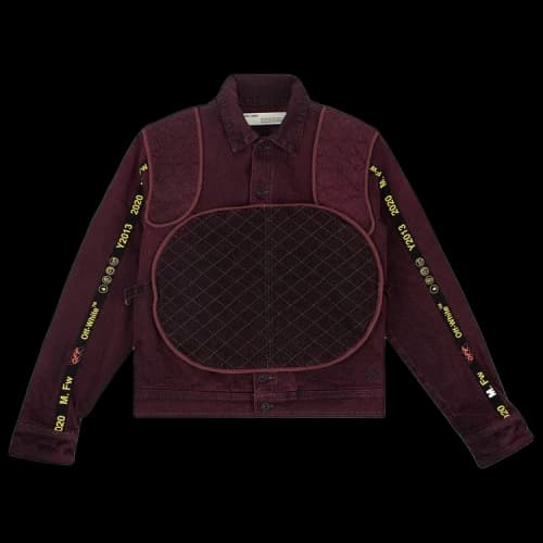 Off-White Denim Moto Jacket 'Maroon'