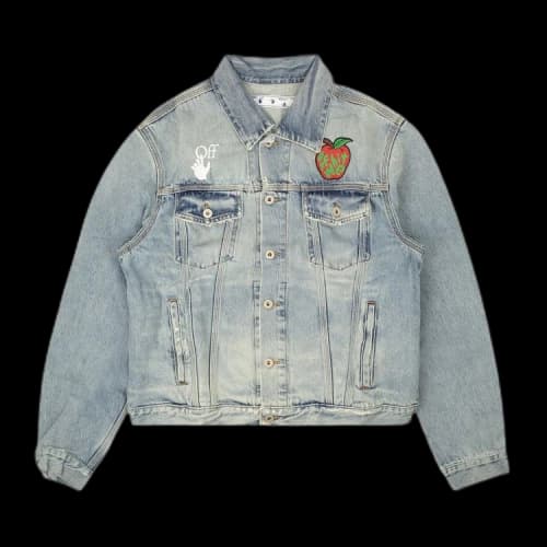 Off-White Apple Slim Denim Jacket 'Medium Blue/Red'