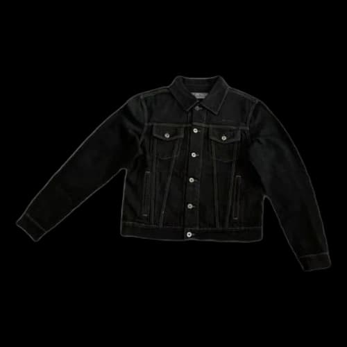 Off-White Alphabet Patterned Turn Down Collar Denim Jacket 'Black'