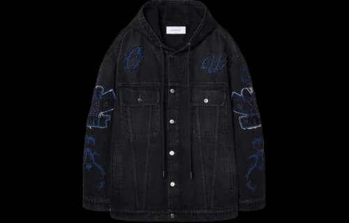 Off-White Natlover Denim Hooded Jacket 'Vintage Black Nautical Blue'