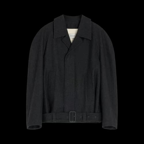 Lemaire Raglan Sleeve Short Coat 'Black/Grey Melange'