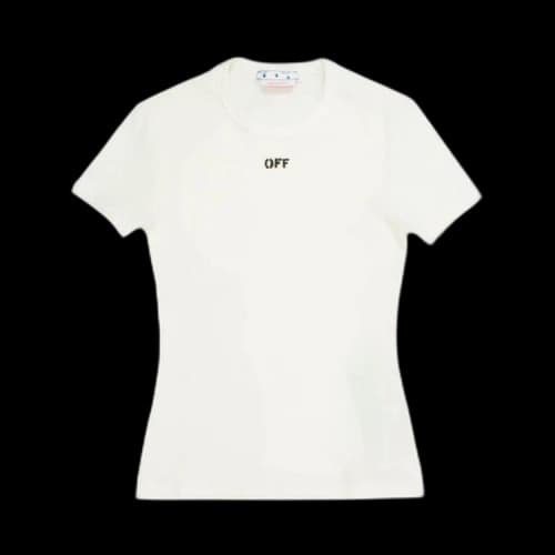 Off-White Ribbed Basic Tee 'White/Black'