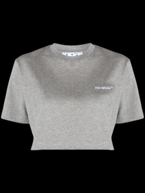 OFF-WHITE Logo-Embroidered T-Shirt Grey