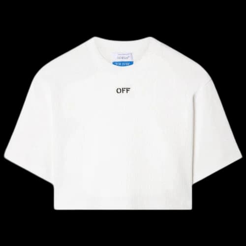 Off-White Off Stamp Rib Cropped Tee 'White/Black'