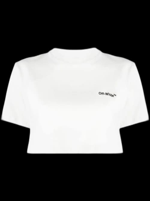 OFF-WHITE Cropped Logo-Print T-Shirt White