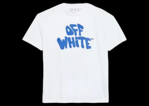 OFF-WHITE Women's 70s Type Logo Casual S/S T-shirt White/Blue