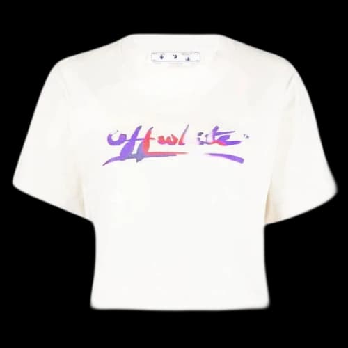 OFF-WHITE Readymade Logo Crop Tee Beige/Purple
