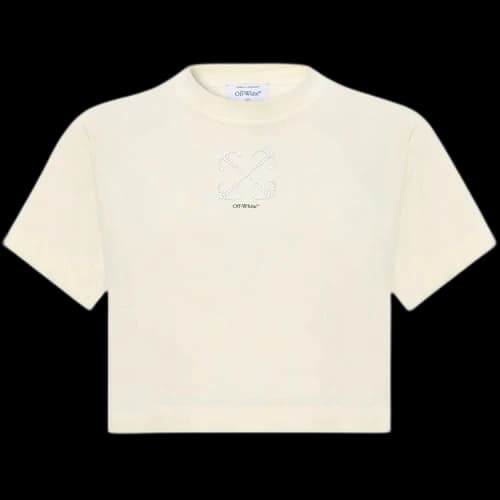 OFF-WHITE Arrows-Motif Embellished Cropped T-shirt Ivory White