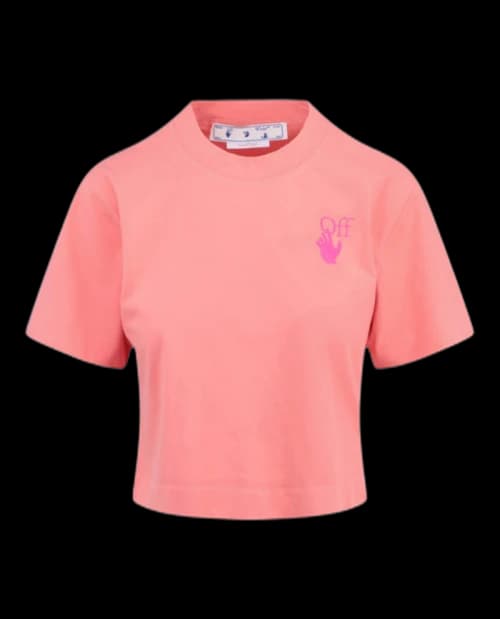 OFF-WHITE Off Hands Cropped T-Shirt Pink