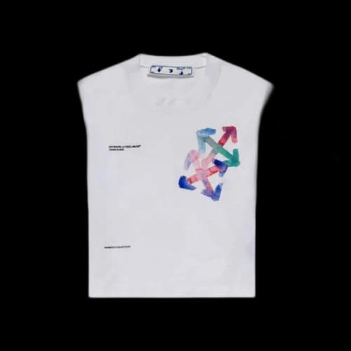 Off-White Watercolor Arrows Cropped Tee 'White/Multicolor'