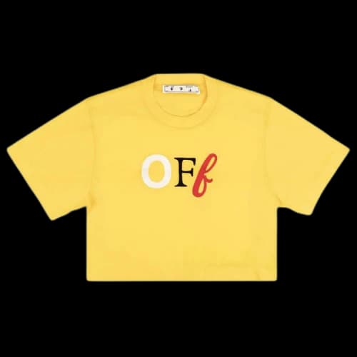 Off-White Cropped Type Logo T-Shirt 'Yellow'
