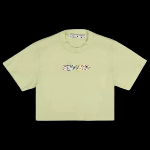 Off-White Cropped Cards Logo T-Shirt 'Green'
