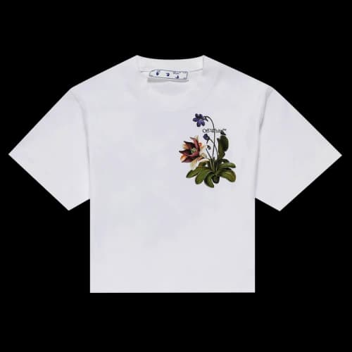 Off-White Botanical Arrows Crop Tee 'White/Green'
