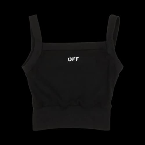 Off-White Ribbed Logo Tank Top 'Black'