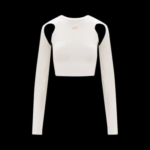 Off-White Sleek Long-Sleeve Crop Top 'White'