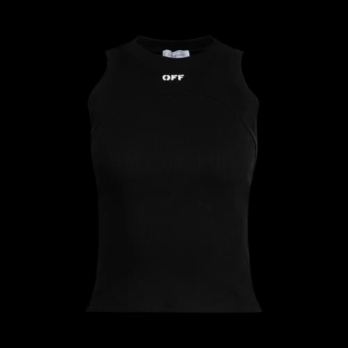 Off-White Logo Embroidered Rib Sleeveless Tank Top 'Black/White'