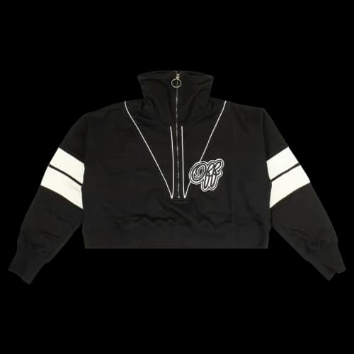 Off-White Zip Logo Crop Sweatshirt 'Black'