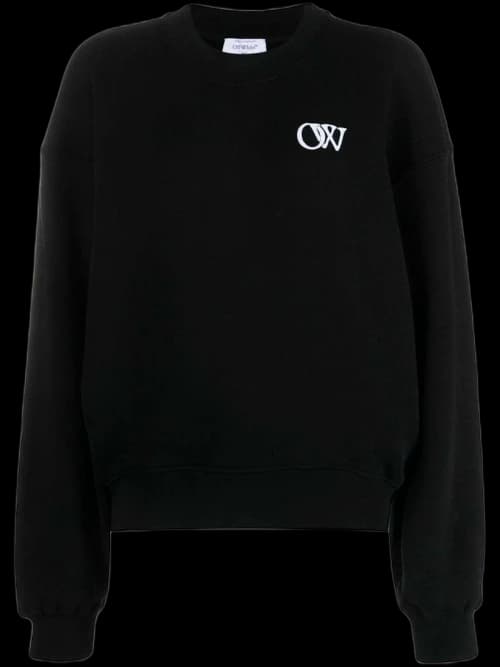 OFF-WHITE OW Logo-Print Cotton Sweatshirt Black