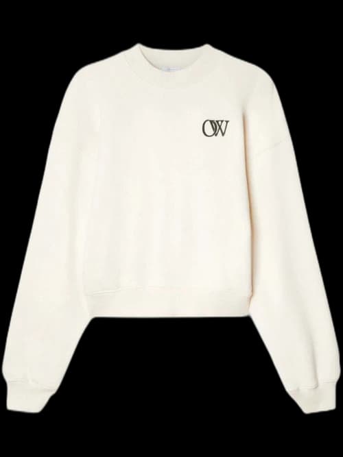 OFF-WHITE OW-Print Cotton Sweatshirt Cream White