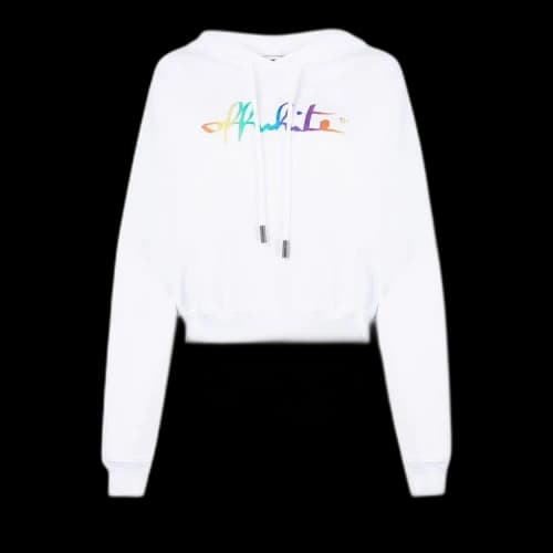 Off-White Rainbow Cropped Hoodie 'White/Multicolor'