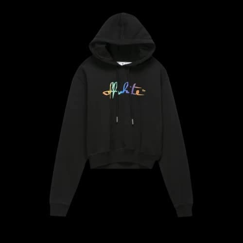 OFF-WHITE Rainbow Cropped Hoodie 'Black/Multicolor'