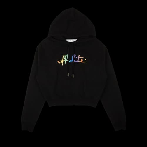 Off-White Rainbow Cropped Hoodie 'Black/Multicolor'