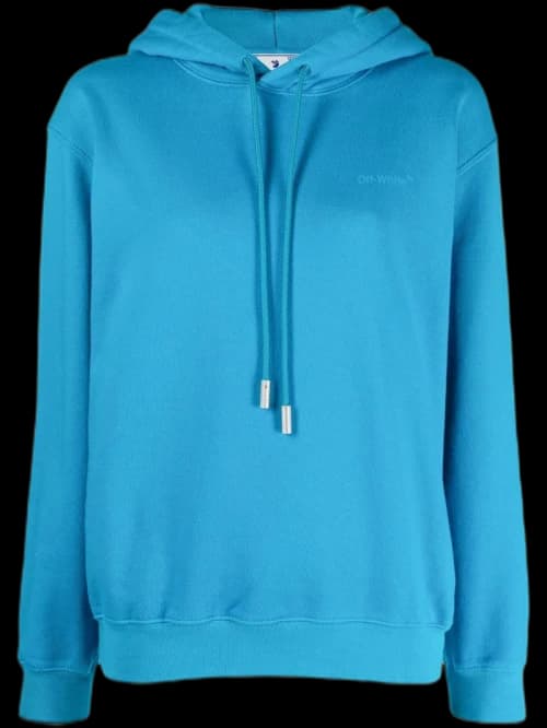 OFF-WHITE Diagonal-Stripe Drawstring Hoodie Blue