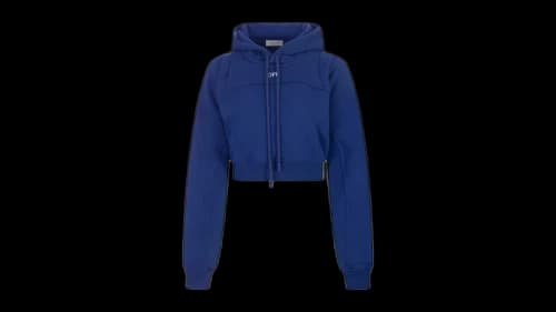 OFF-WHITE Off Stamp Round Crop Hoodie Blue