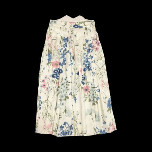 Off-White Floral Pleated Flare Pants 'White'