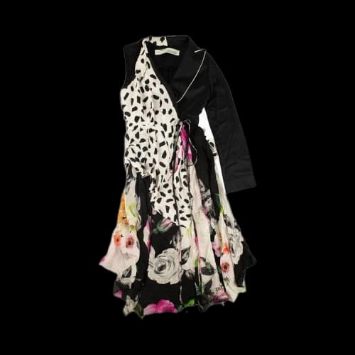 Off-White Patterned Asymmetric Dress 'Black'