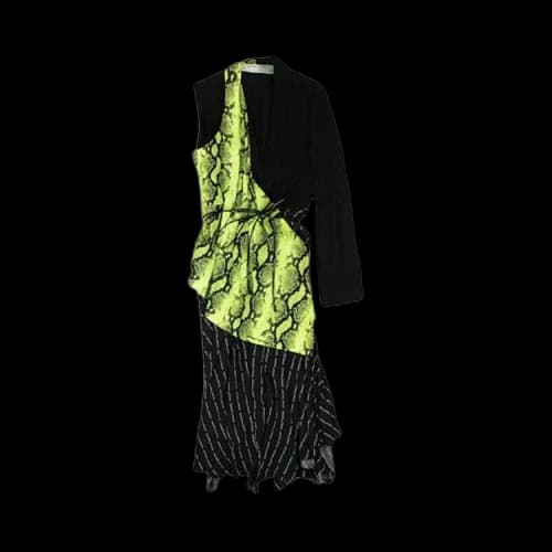Off-White Asymmetrical Print Panel Dress 'Black'
