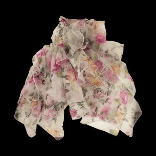 Off-White Floral Ruffled Mesh Gown 'Floral'