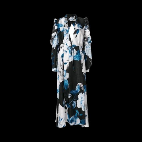 Off-White Floral Volant Dress 'Black/Blue'