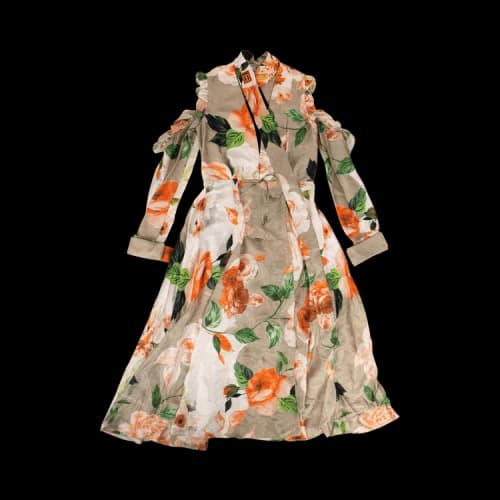 Off-White Floral Silk Loose Fit Dress 'Nude'