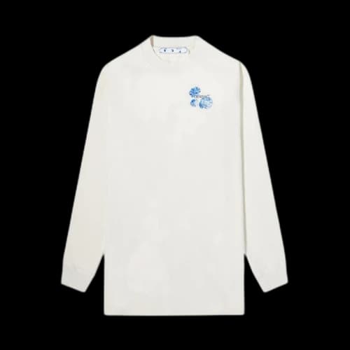 Off-White Embrideried Floral Arrow Dress 'Beige/Blue'