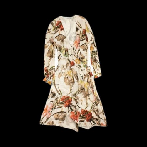 Off-White Floral Wrap Midi Dress 'Cream'