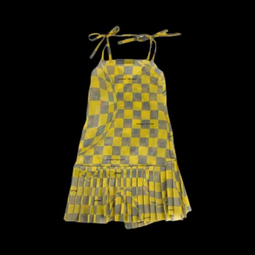 Off-White Check Asymmetric Dress 'Yellow'