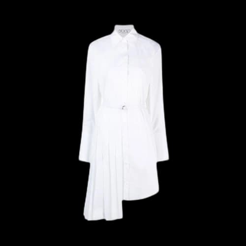 Off-White Diag Plisse Shirt Dress 'White'