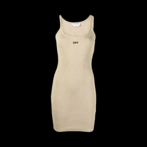 Off-White Off Stamp Basic Rib Dress 'Forest Green'