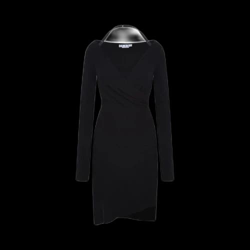 Off-White Fluid Jer Twisted Long-Sleeve Dress 'Black'