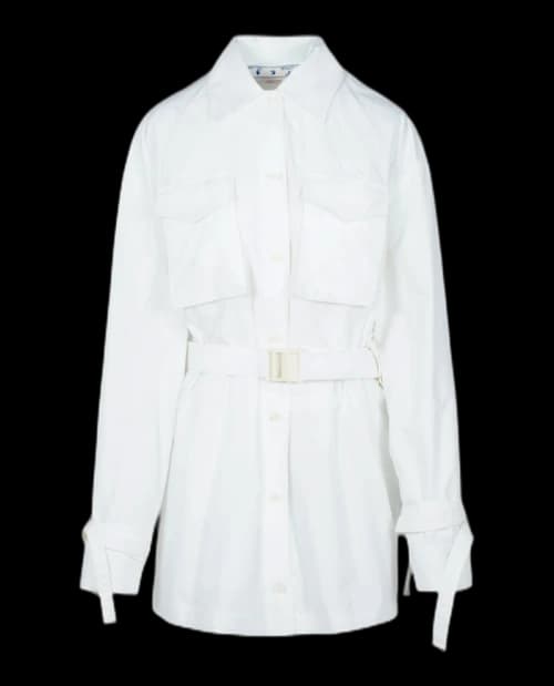 OFF-WHITE Poplin Cargo Shirt Dress White