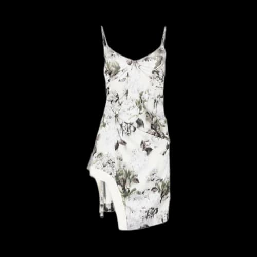 Off-White Chine Satin Pull Up Dress 'Grey/Multicolor'