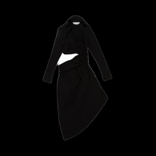Off-White Vi-Crepe Draped Midi Dress 'Black'