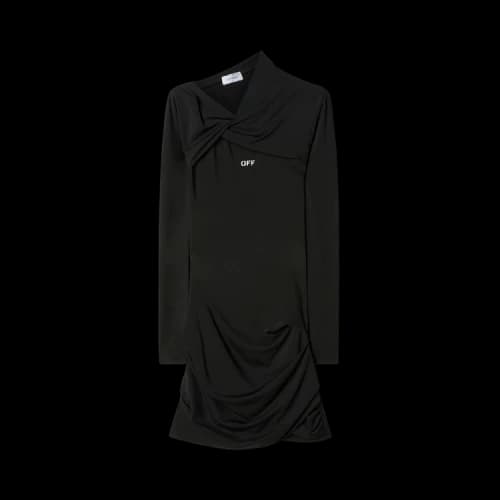 Off-White Off Stamp Twist Detail Mini Dress 'Black/White'